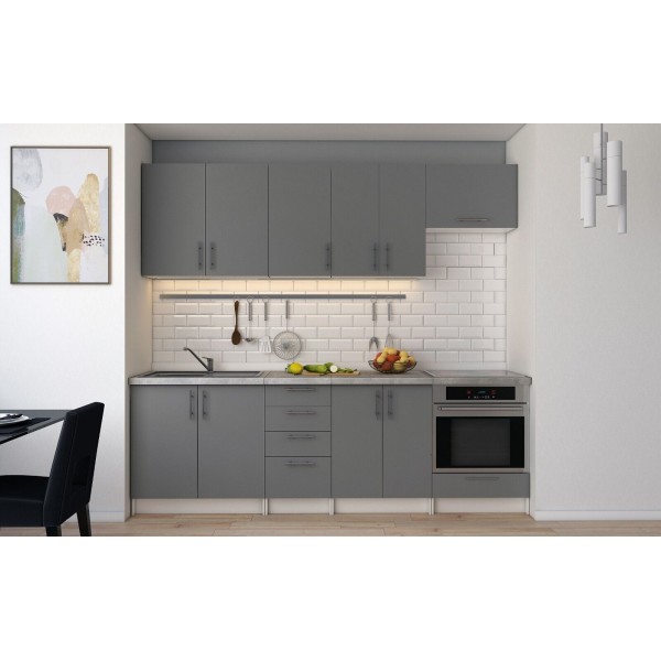 Complete Kitchen Cupboard Cabinets Units 8 Piece in Dark Grey
