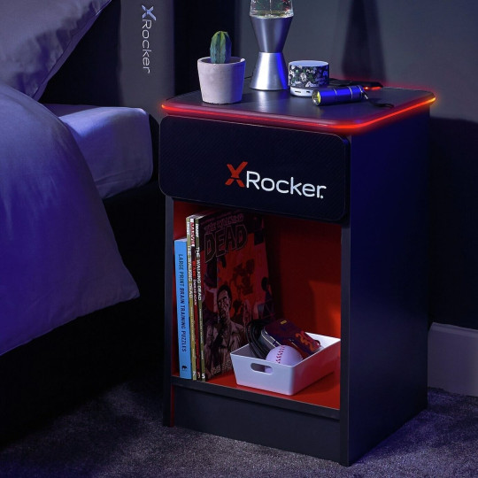 X Rocker Carbon Tek Wireless Charging Bedside Table - Red