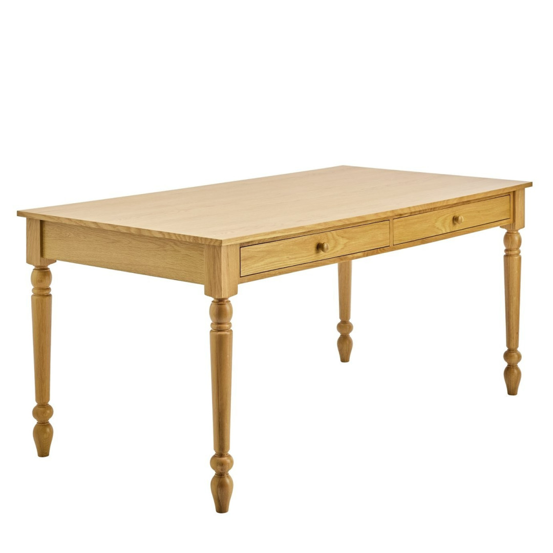 Home Bess Solid Wood 6 Seater Dining Table - Oak | Modern Family Dining Home Bess Solid Wood 6 Seater Dining Table - Oak | Modern Family Dining