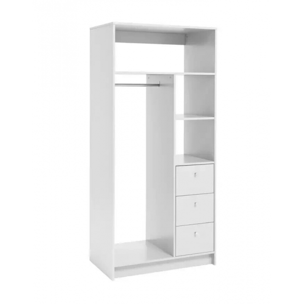 Malibu 3 Drawers Open Storage Wardrobe - White