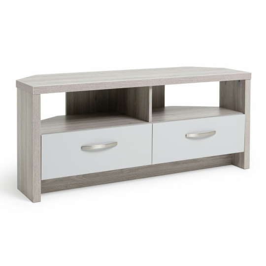 Home Venice 2 Drawer Large Corner TV Unit Grey | Modern Entertainment Furniture