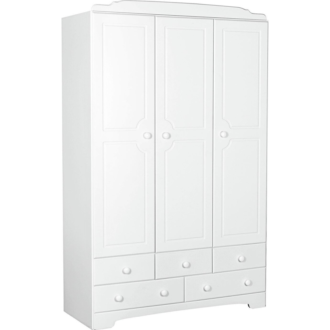 Nordic 3 Door 5 Drawer Wardrobe - Soft White