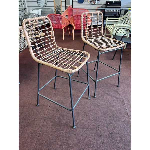 Pair Of Bamboo Bar Bistro Stools SAS