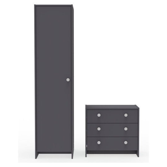 Seville 2 Piece 1 Door Wardrobe Set - Anthracite