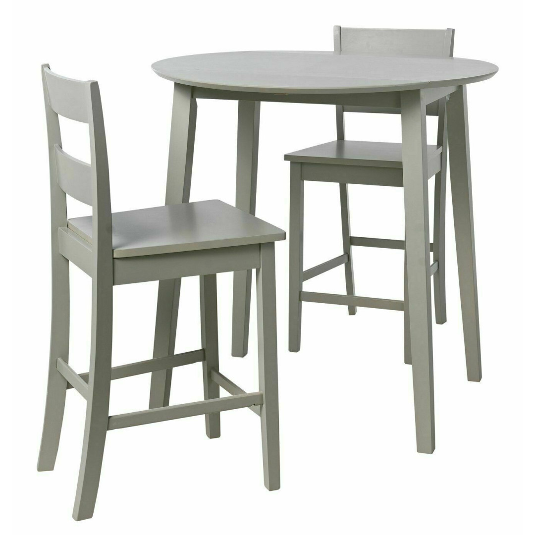 Home Chicago Extending Bar Table & 2 Stools - Grey