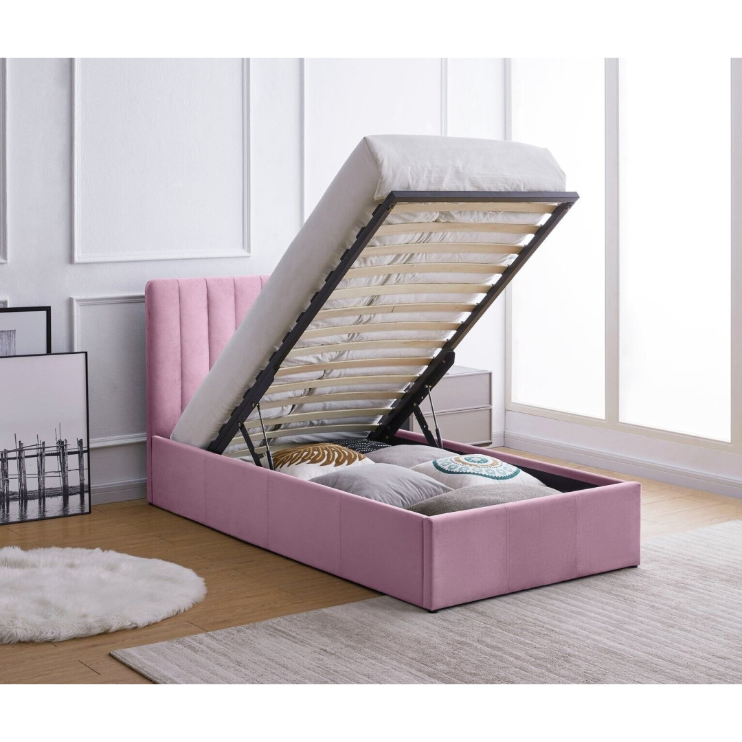  Pandora Single Ottoman Bed Frame - Pink 