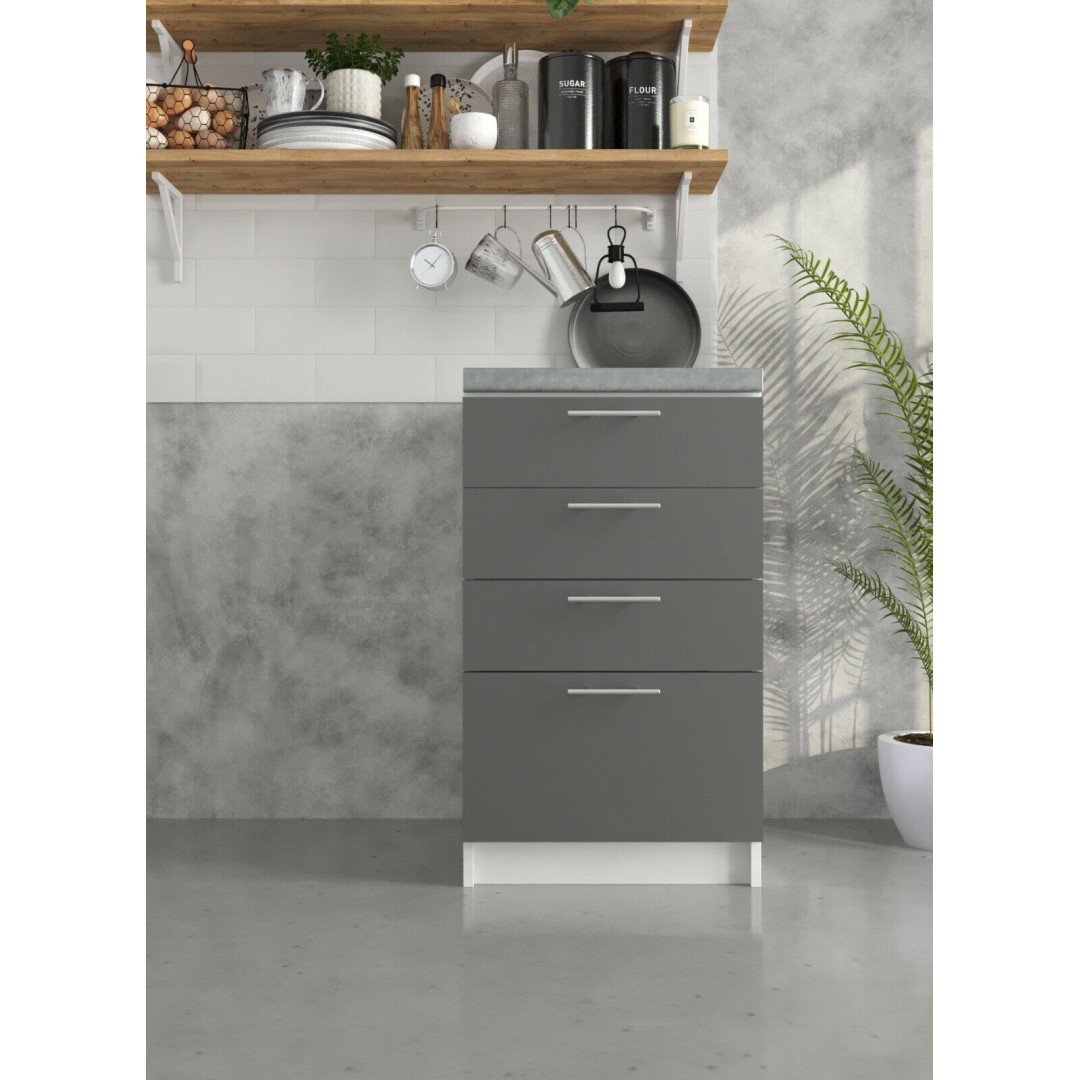 JD Greta Kitchen 500mm Base Drawer Cabinet (Dark Grey / Grey / White) or Gloss
