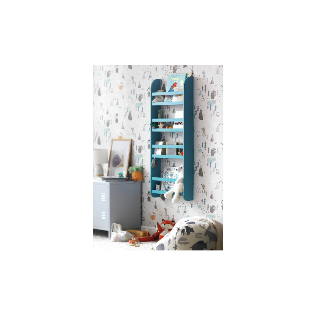 Scandinavia Kids 4 Shelf Wall Bookcase - Blue