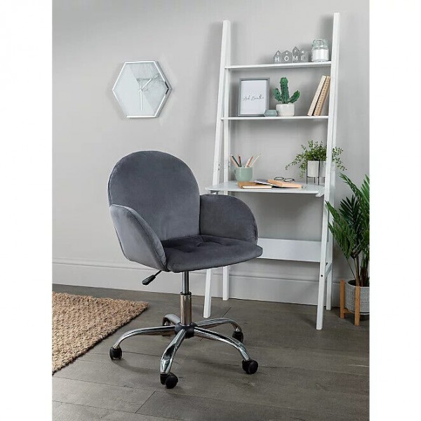Grey Faux Velvet Office Chair
