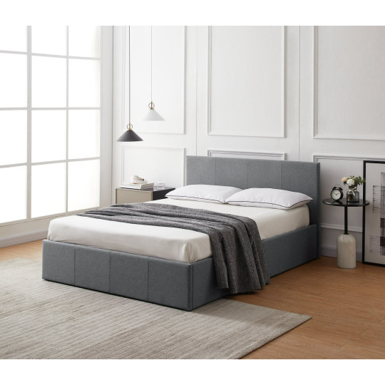 Home Heathdon Kingsize End Lift Ottoman Bed - Grey | Modern Bedroom Storage