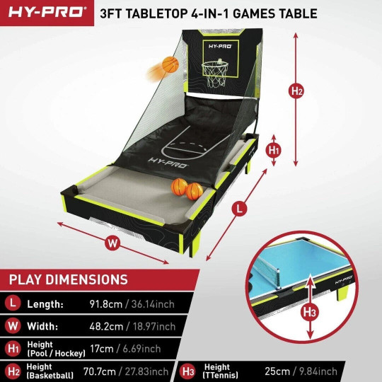 Hy-Pro 3FT Table Top Multi Game Table