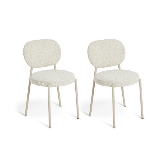 Orson Pair of Boucle Dining Chairs - White