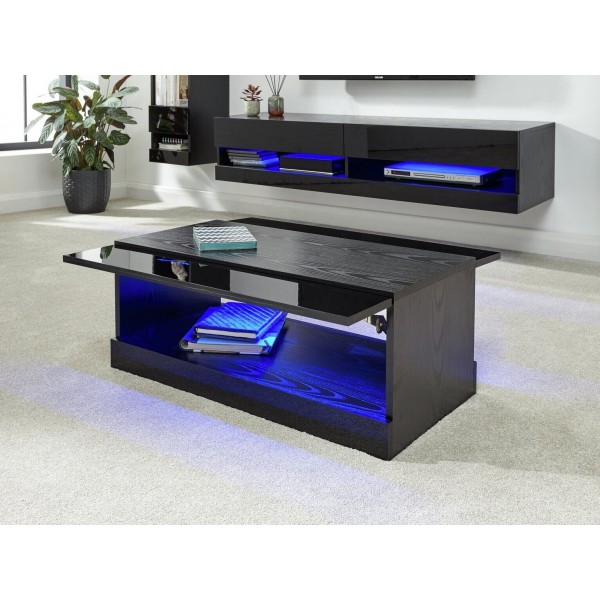Galicia Coffee Table - Black (battery-powered LED downlight)