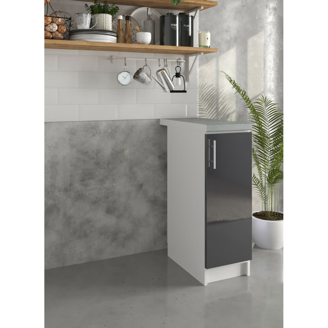 Kitchen Base Cabinet 300mm Cupboard Unit - Dark Grey Gloss