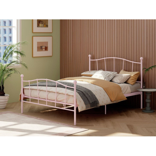 Fleur Small Double Metal Bed Frame - Pink