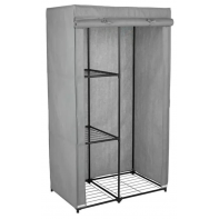 Covered Single Wardrobe with Storage - Grey