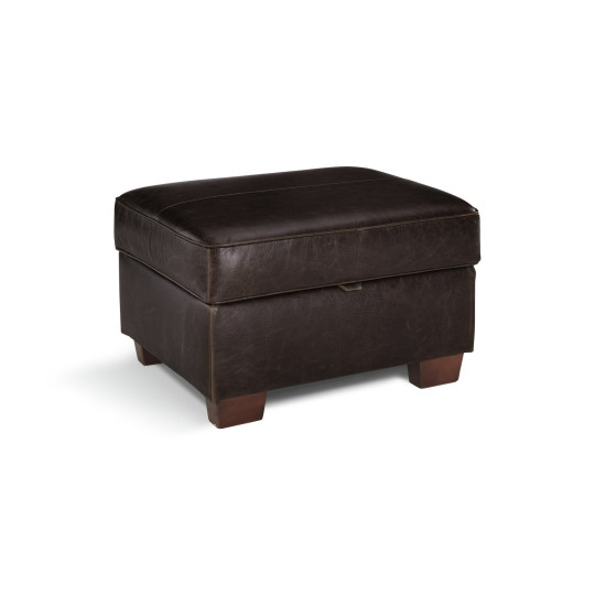 Home Salisbury Leather Storage Footstool - Chocolate | Practical Hidden Storage