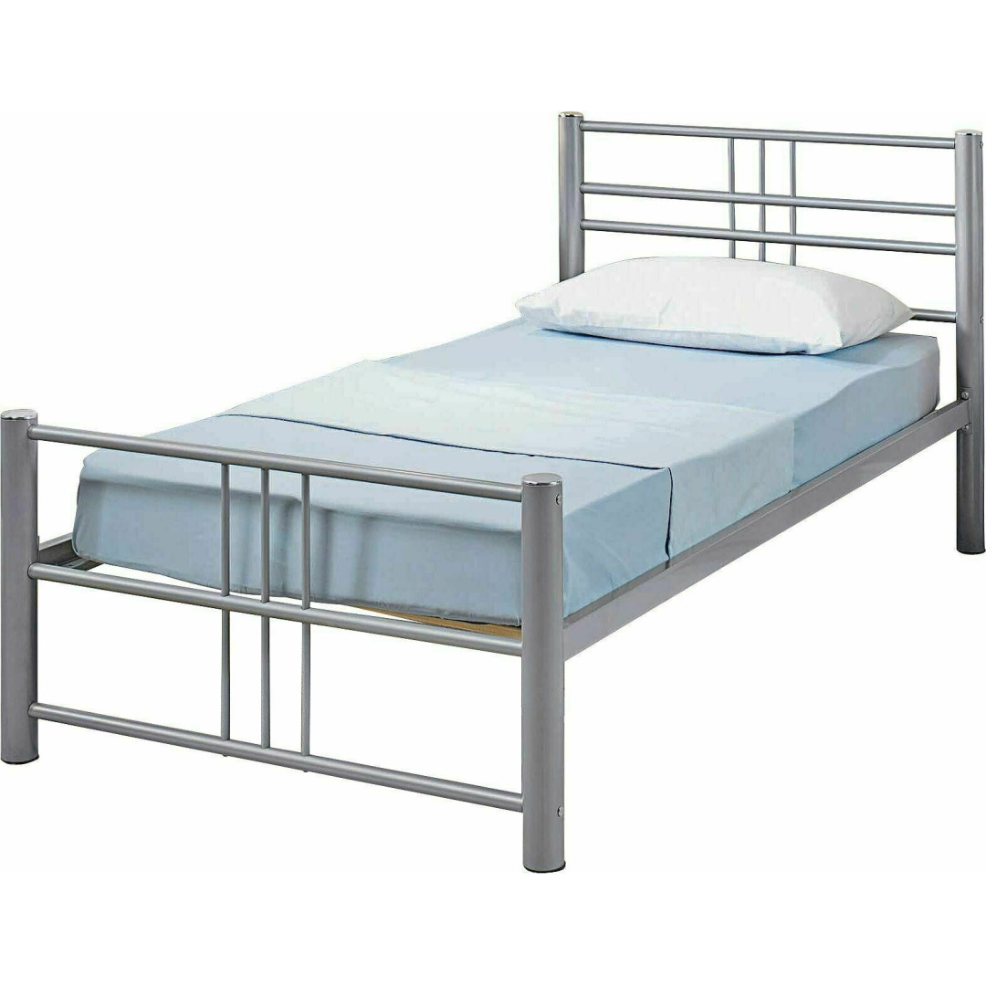 Home Atlas Single Metal Bed Frame - Silver