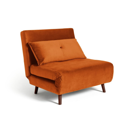 Roma Velvet Fabric Chairbed - Orange | Small Sofa Bed Guest Chair