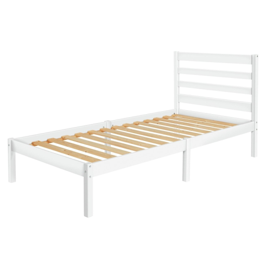 Kaycie Single Bed Frame 3FT With Headboard - Wooden - White - No Mattress