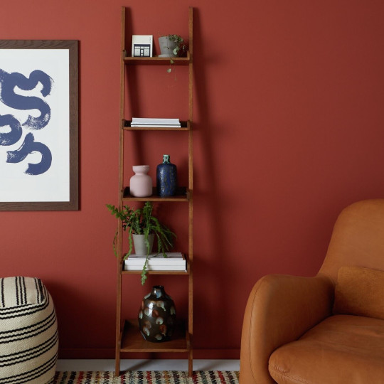 Jessie Tall & Narrow Ladder Shelf - Walnut Veneer