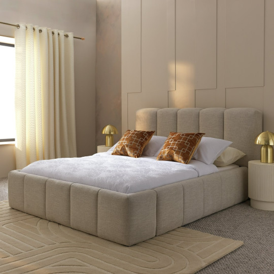 Malone Double End Lift Ottoman Bed - Cream | lift-up storage bed