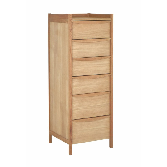Derwent 6 Drawer Tallboy - Oak | Vertical dresser