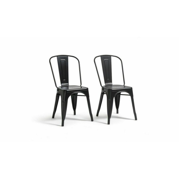Habitat Industrial Pair of Metal Dining Chairs-Matt Black