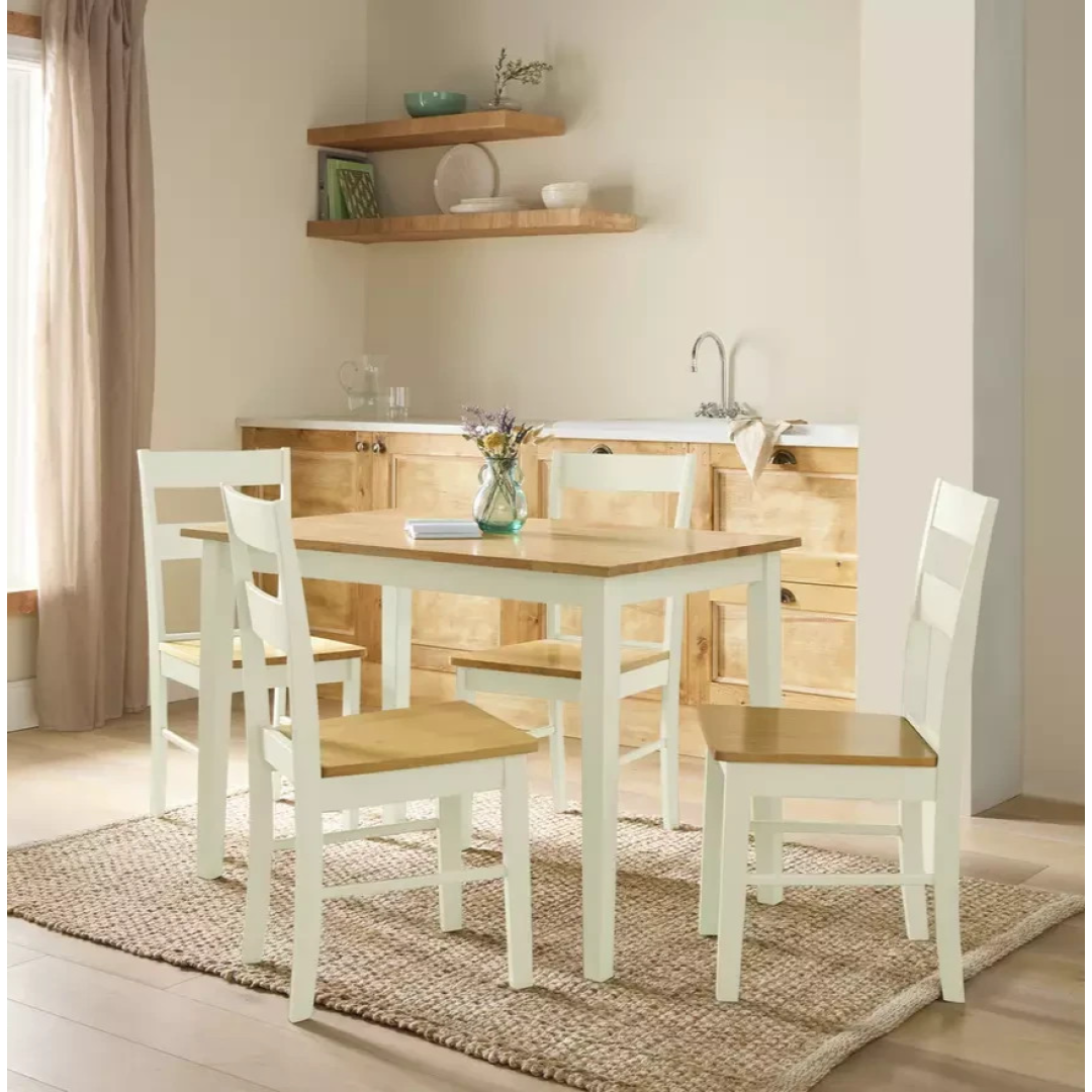 Home Chicago Cream Dining Table & 4 Cream Chairs | Modern Dining Room Set Home Chicago Cream Dining Table & 4 Cream Chairs | Modern Dining Room Set