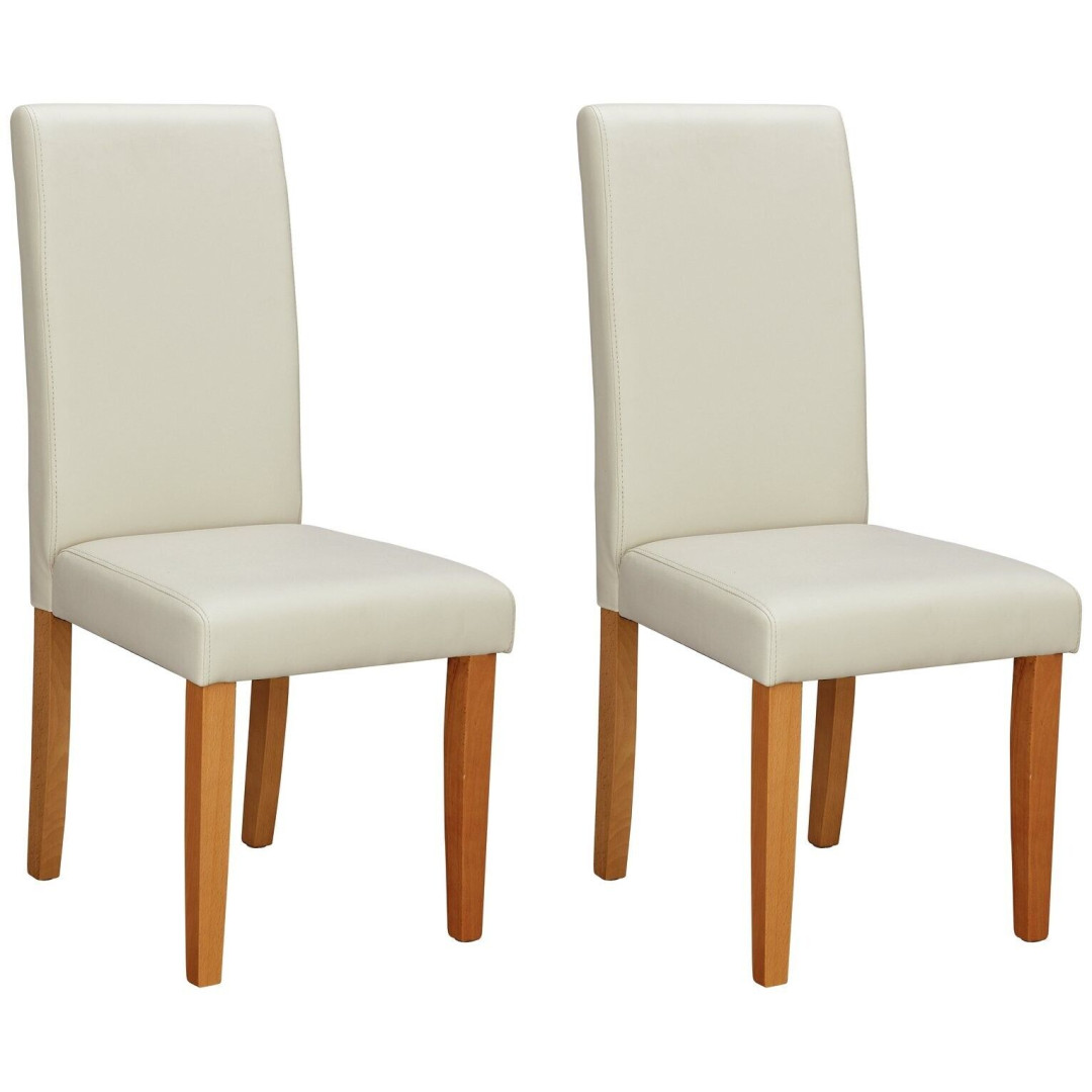 Pair of Midback Dining Chairs - Cream