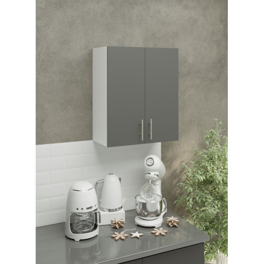 Kitchen Wall Unit 600mm Storage Cabinet With Doors and Shelf 60cm - Grey Matt