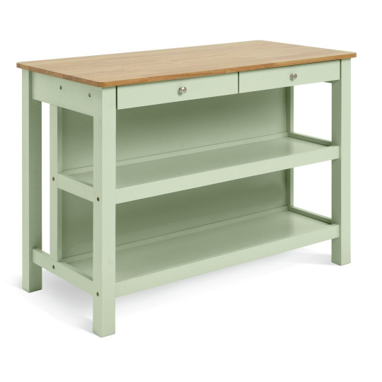 Home Chicago Wooden 2 Seater Bar Island - Sage | Compact Breakfast Setup