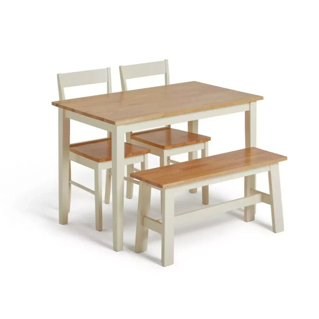 Chicago Solid Wood Table 2 Chairs & Bench Chicago Solid Wood Table 2 Chairs & Bench