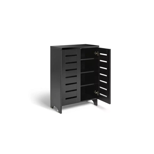 Slatted Shoe Cabinet - Black