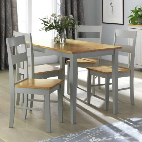 Chicago Pair of Solid Wood Dining Chair- Grey & Oak