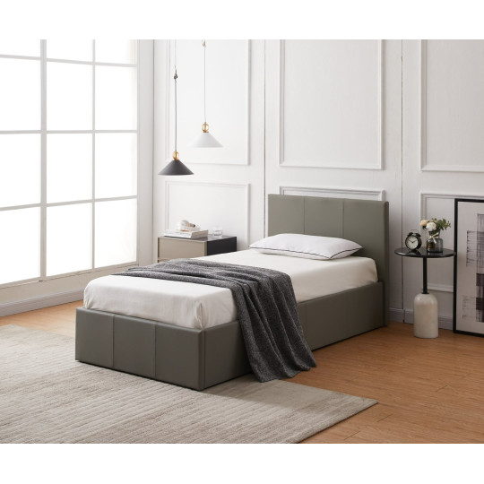 Home Lavendon Single Side Open Ottoman Bed Frame- Grey | Lift-up storage bed