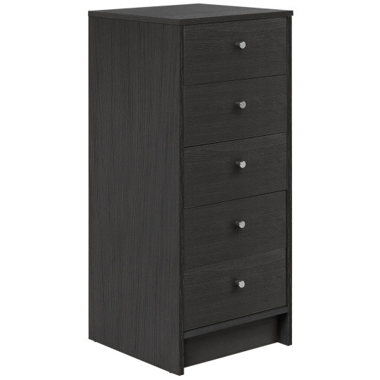 Home Malibu 5 Drawer Tallboy - Black Oak Effect |Tallboy Black Oak Effect