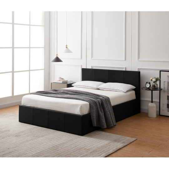 Lavendon Double Side Open Ottoman Bed Frame-Black | bed frame black side lift