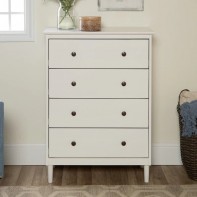 Lydia Modern 4 Drawer Chest Of Drawers Storage Cabinet - White Solid Wood