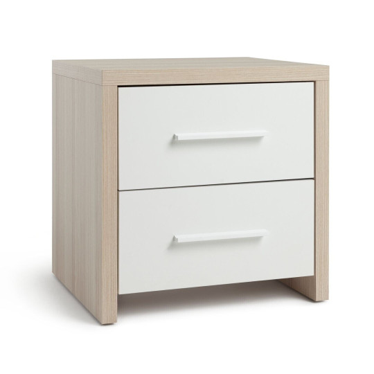 Broadway 2 Drw Bedside Table - White & Oak