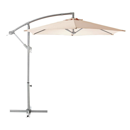 Home 2.5m Overhanging Garden Parasol - Cream | Outdoor Patio Sun Shade Umbrella