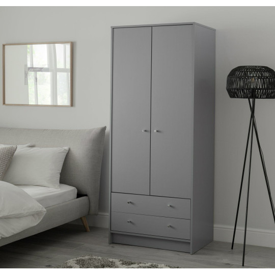 Malibu 2 Door 2 Drawer Wardrobe - Grey ( B Grade )