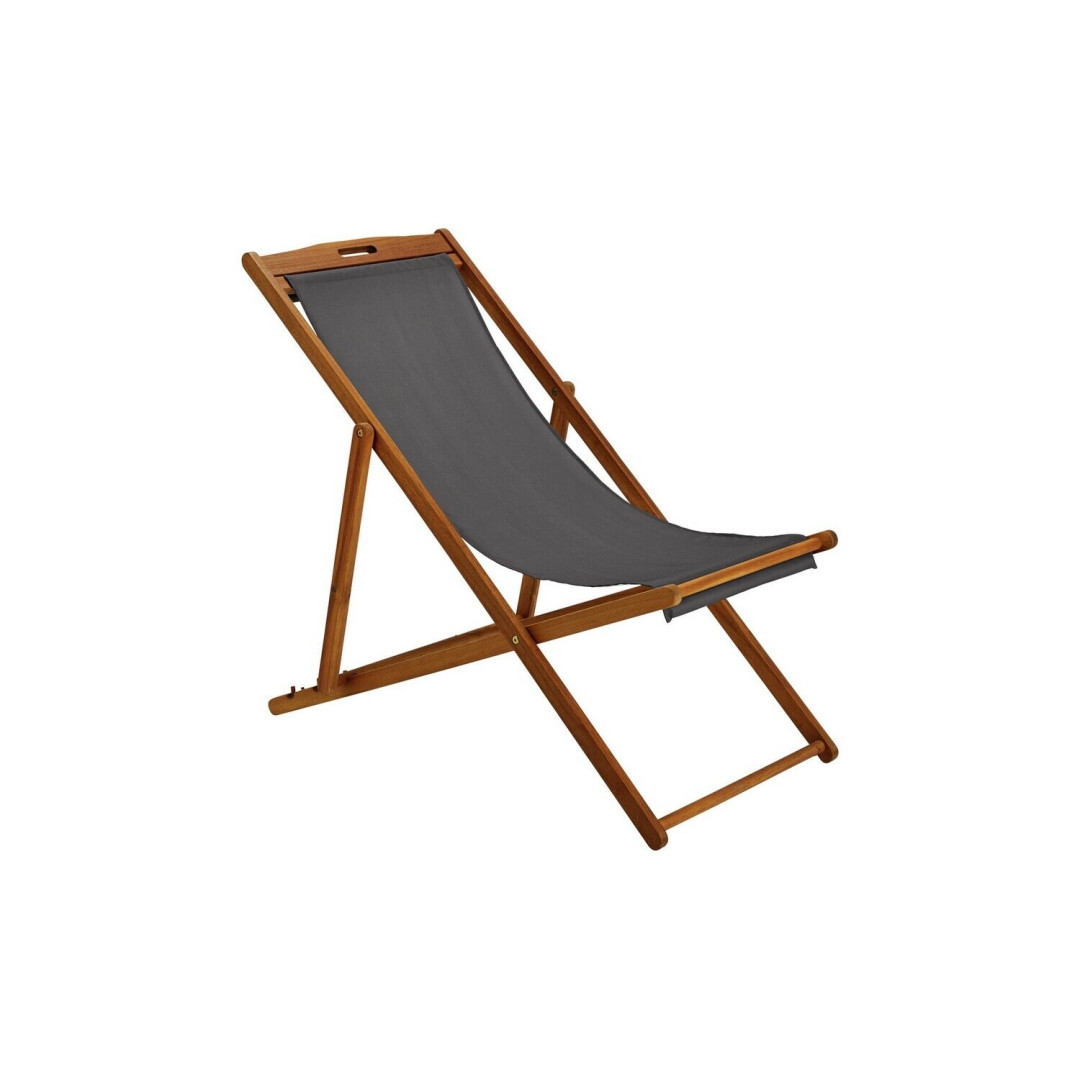 Home Wooden Deck Chair - Grey