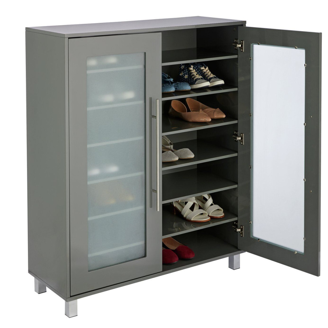 Lydiard Gloss Shoe Cabinet - Grey