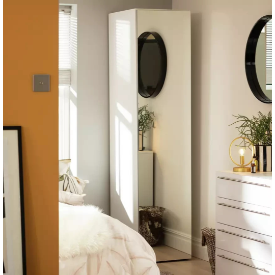 Habitat Atlas 1 Door Mirrored Tall Wardrobe - White ( B Grade )