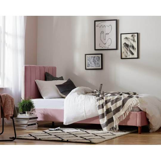 Home Pandora Single Velvet Bed Frame - Pink | pink velvet bed