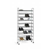 10 Shelf Rolling Shoe Storage Rack - Chrome