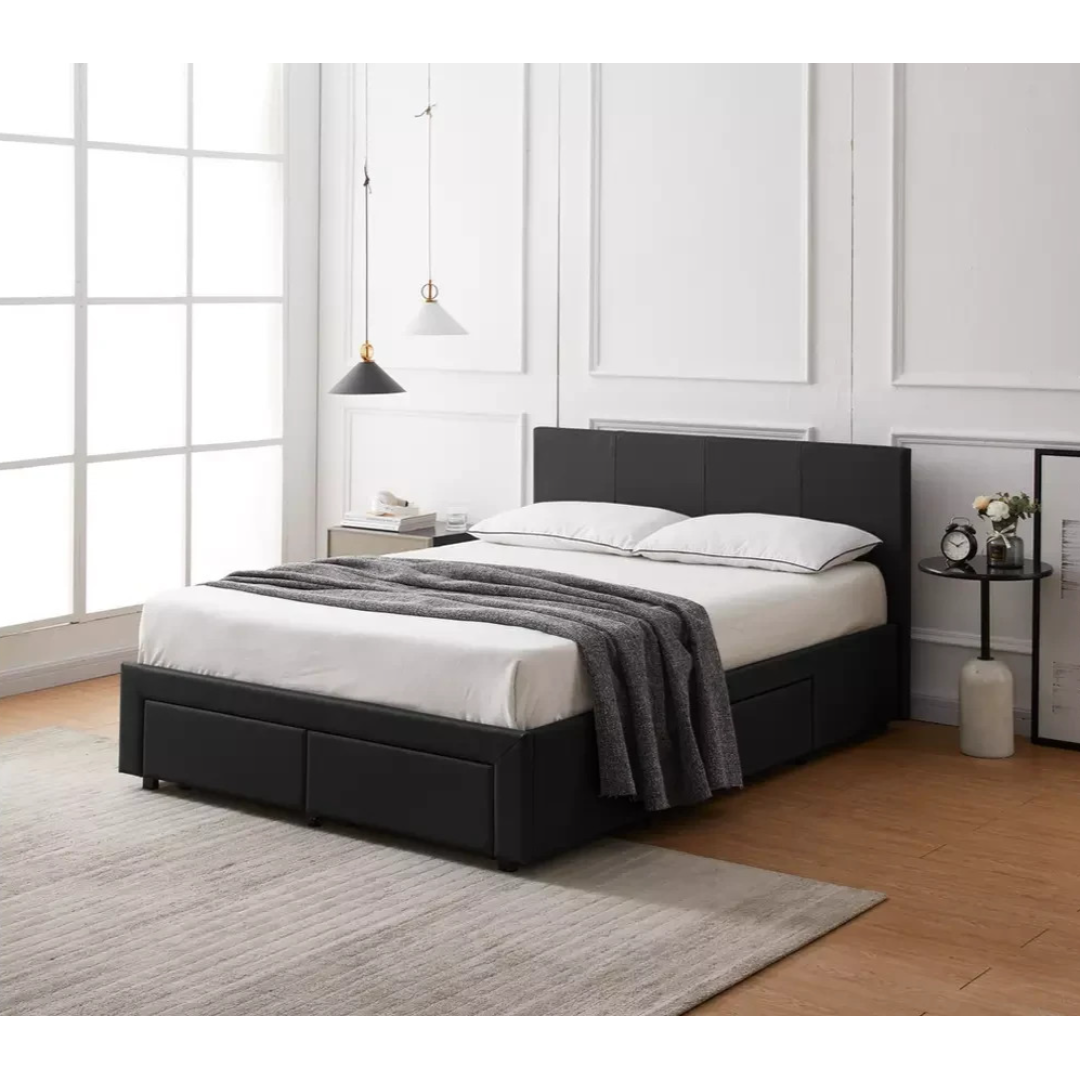 Home Lavendon 4 Drawer Kingsize Bed Frame - Black ( B Grade ) Home Lavendon 4 Drawer Kingsize Bed Frame - Black ( B Grade )