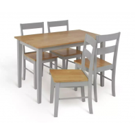 Chicago Solid Wood Dining Table & 4 Grey Chairs