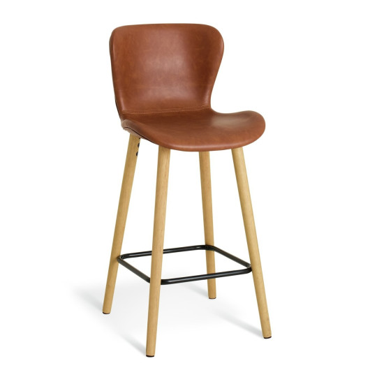 Etta Pair of Faux Leather Bar Stool - Brown | Kitchen Breakfast Chairs